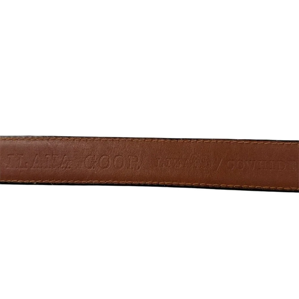 Ilana Goor Heart Buckle Belt (Size L) 1” Brown Lizard & Cowhide w/ Silver Tone